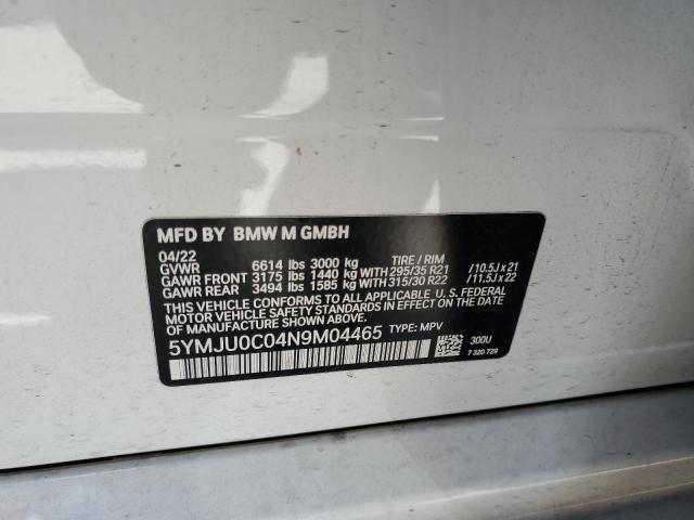 VIN 5YMJU0C04N9M04465 2022 BMW X5, M no.13