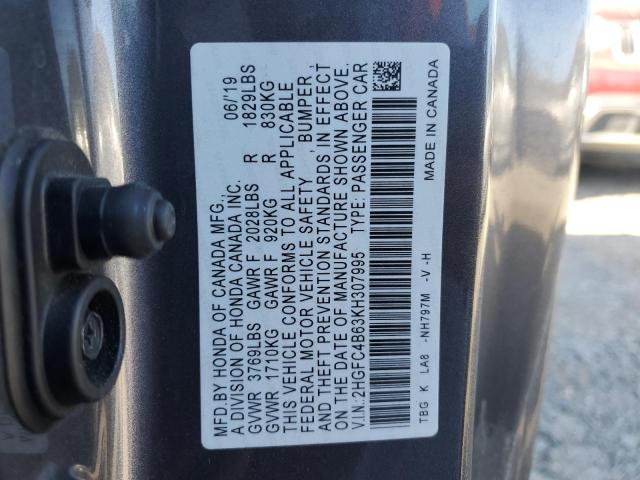 2HGFC4B63KH307995 2019 HONDA CIVIC
