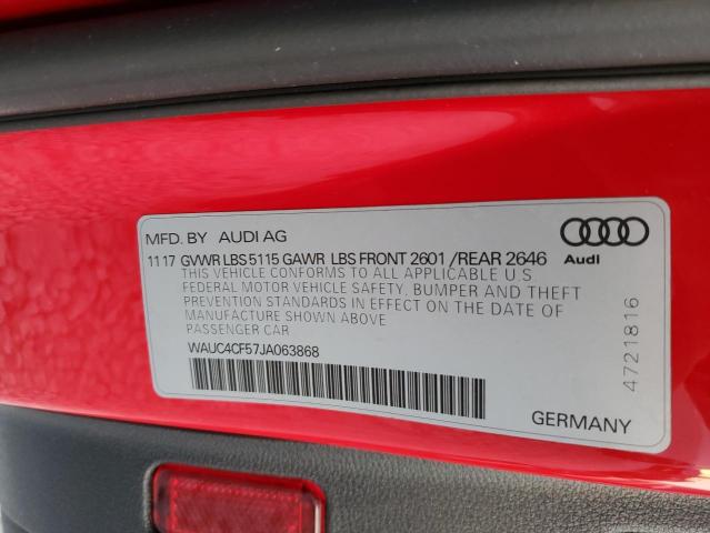 2018 AUDI S5 PRESTIG WAUC4CF57JA063868