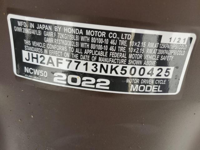 2022 HONDA NCW50 JH2AF7713NK500425