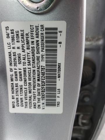 VIN 19XFB2F83FE248787 2015 Honda Civic, EX no.12