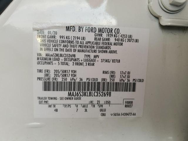 2020 FORD ECOSPORT T - MAJ6S3KL8LC352698