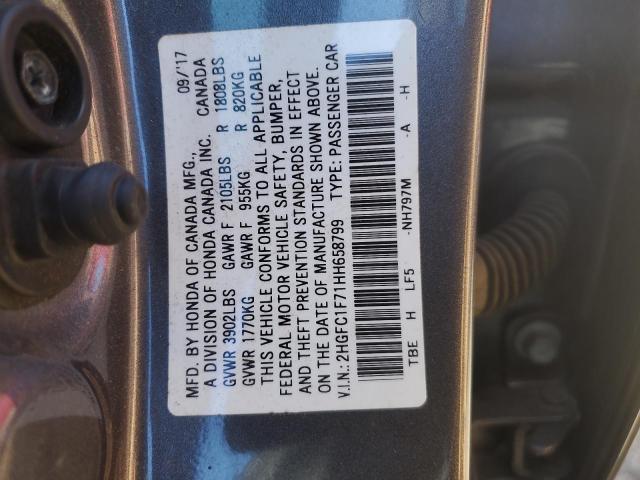 2017 HONDA CIVIC EXL - 2HGFC1F71HH658799