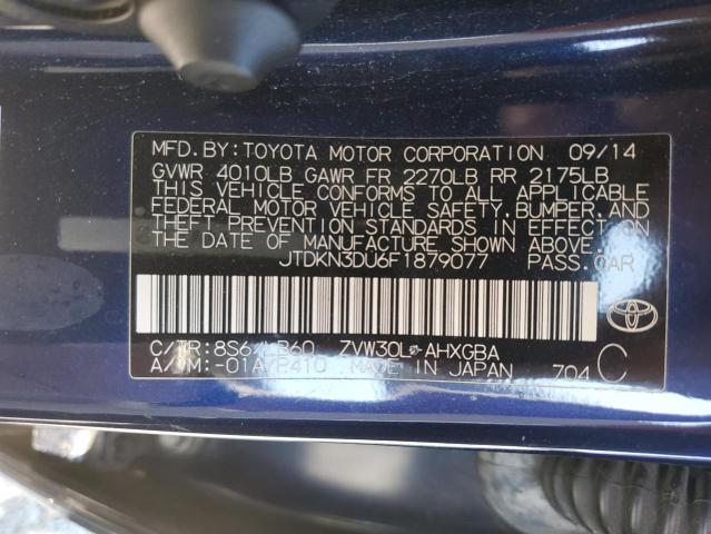 2015 TOYOTA PRIUS - JTDKN3DU6F1879077