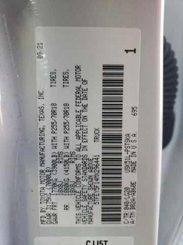 2021 TOYOTA TUNDRA CRE - 5TFEY5F14MX296441