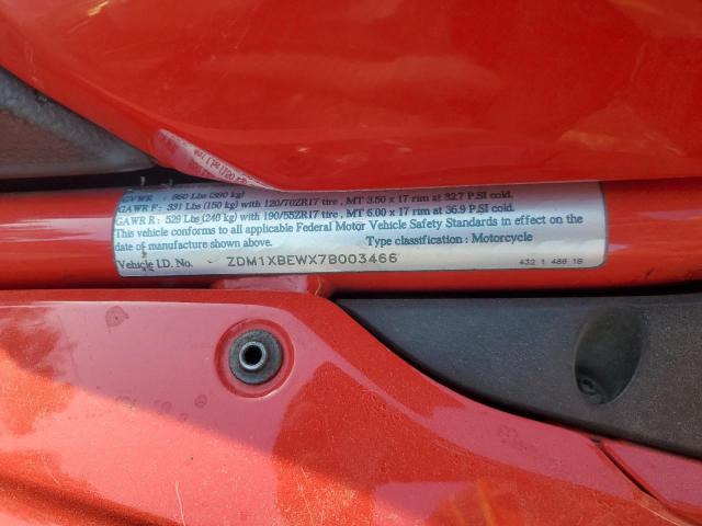 2007 DUCATI 1098 BASE ZDM1XBEWX7B003466