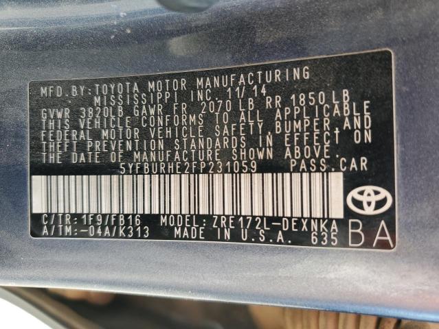 2015 TOYOTA COROLLA L - 5YFBURHE2FP231059