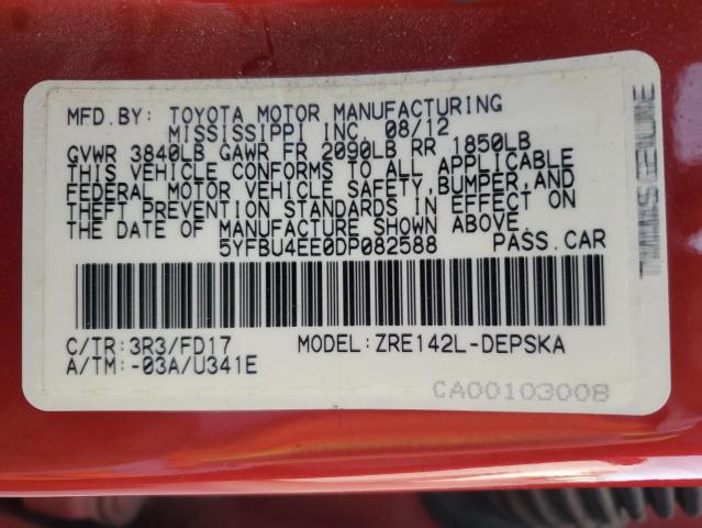 VIN 5YFBU4EE0DP082588 2013 Toyota Corolla, Base no.12