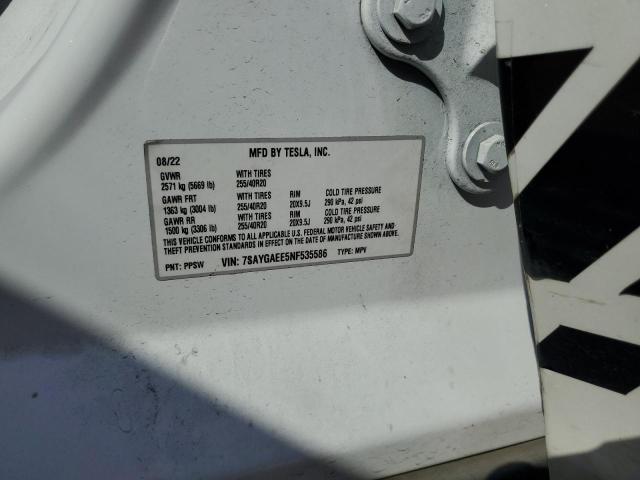 2022 TESLA MODEL Y - 7SAYGAEE5NF535586