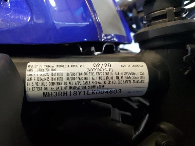 2020 YAMAHA YZFR3 A - MH3RH18Y1LK004603