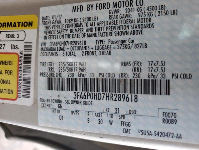 VIN 3FA6P0HD7HR289618 2017 Ford Fusion, SE no.12