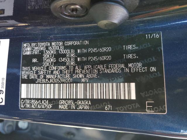 2016 TOYOTA 4RUNNER SR - JTEBU5JR3G5396201