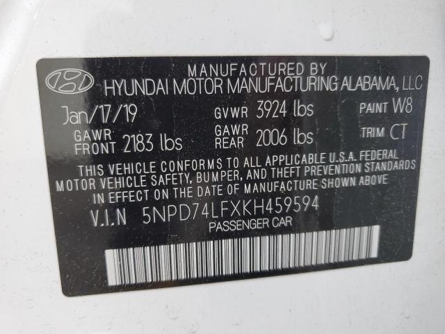 2019 HYUNDAI ELANTRA SE - 5NPD74LFXKH459594