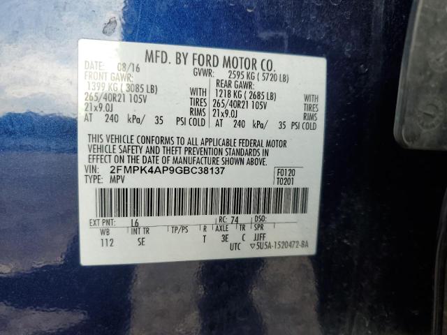 2016 FORD EDGE SPORT - 2FMPK4AP9GBC38137