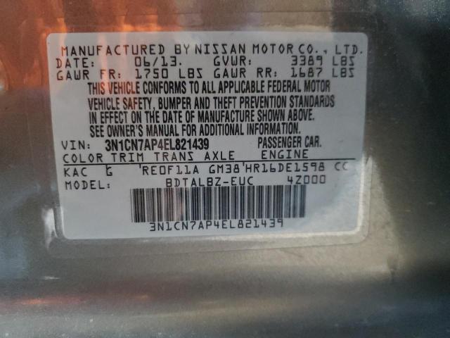 VIN 3N1CN7AP4EL821439 2014 Nissan Versa, S no.13