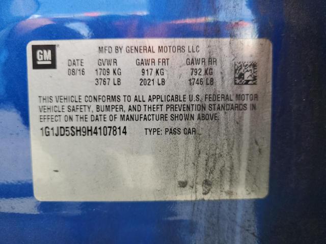 2017 CHEVROLET SONIC LT - 1G1JD5SH9H4107814