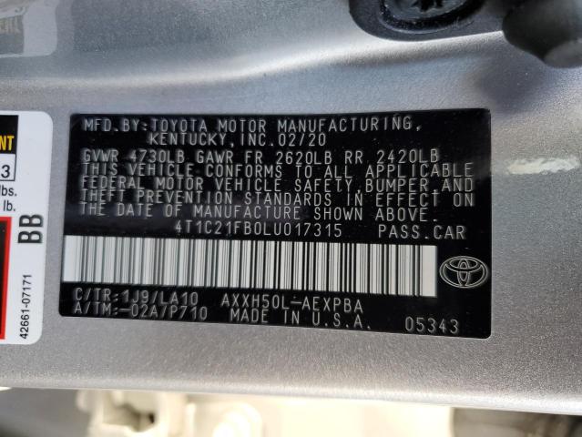 VIN 4T1C21FB0LU017315 2020 Toyota Avalon, Limited no.13