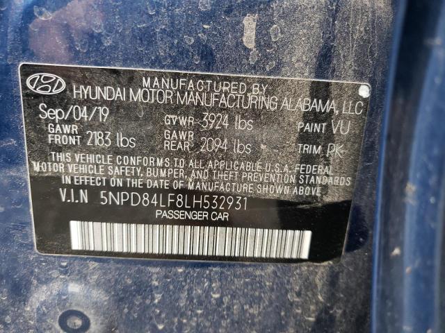 VIN 5NPD84LF8LH532931 2020 Hyundai Elantra, Sel no.12