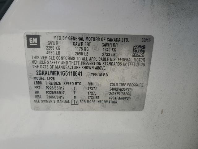 VIN 2GKALMEK1G6110641 2016 GMC Terrain, Sle no.13