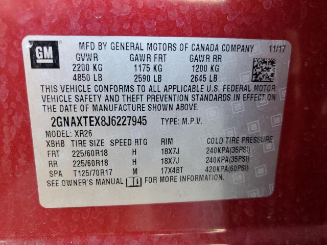 2018 CHEVROLET EQUINOX LT - 2GNAXTEX8J6227945