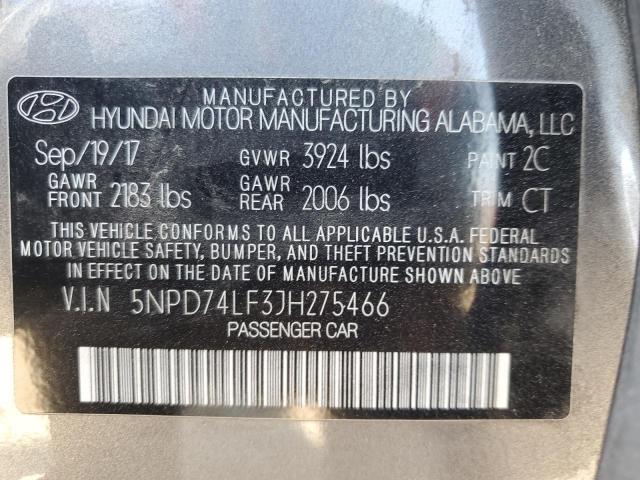 VIN 5NPD74LF3JH275466 2018 Hyundai Elantra, SE no.12