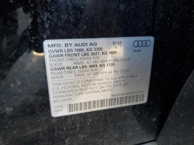 2022 AUDI E-TRON SPO WA12ABGE8NB022921