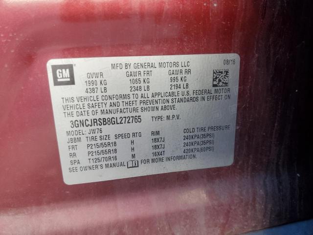 2016 CHEVROLET TRAX LTZ 3GNCJRSB8GL272765