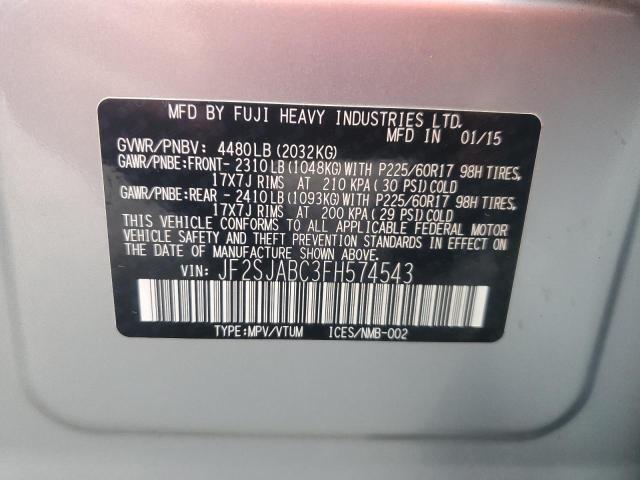 VIN JF2SJABC3FH574543 2015 Subaru Forester, 2.5I no.13