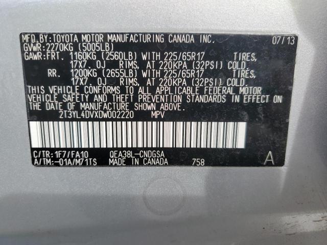 VIN 2T3YL4DVXDW002220 2013 Toyota RAV4 no.13