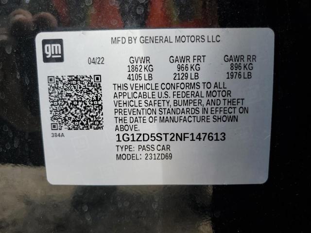 2022 CHEVROLET MALIBU LT - 1G1ZD5ST2NF147613