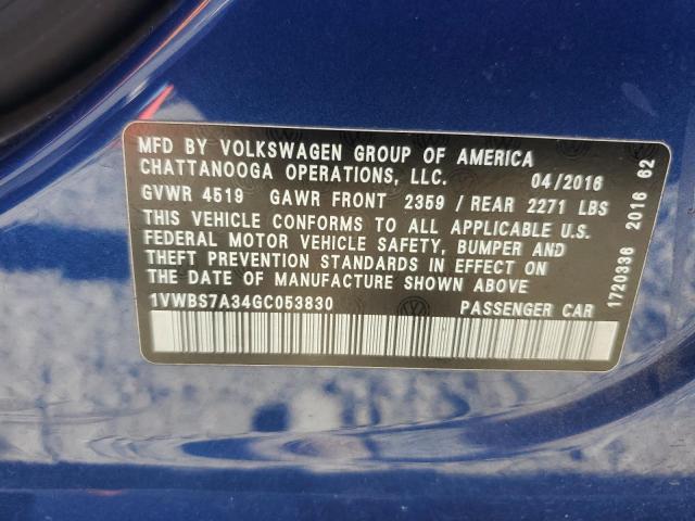 2016 VOLKSWAGEN PASSAT SE - 1VWBS7A34GC053830