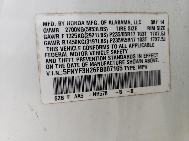 2015 HONDA PILOT LX - 5FNYF3H26FB007165