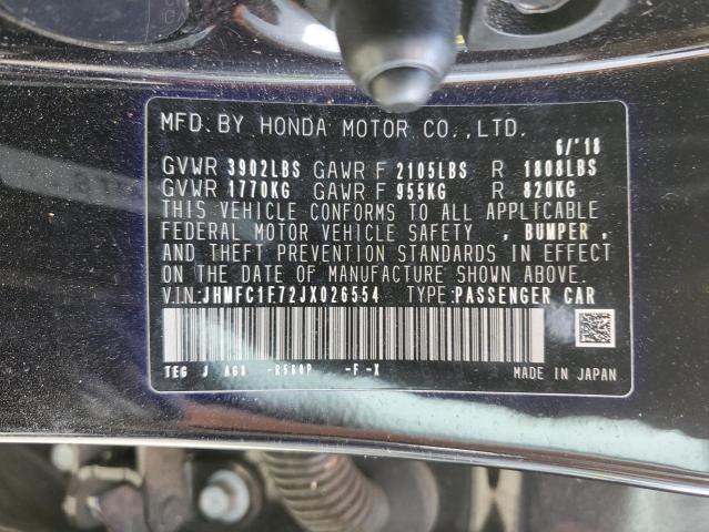2018 HONDA CIVIC EXL - JHMFC1F72JX026554