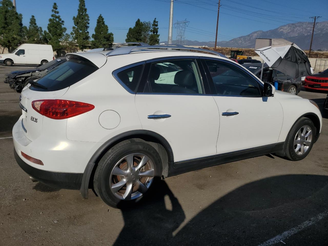 INFINITI EX35 BASE 2008 white station gas JNKAJ09E28M304496 photo #4