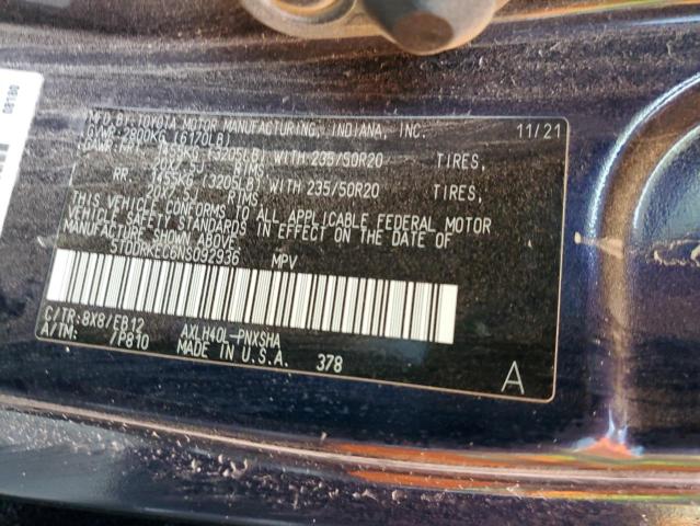 VIN 5TDDRKEC6NS092936 2022 Toyota Sienna, Xse no.14