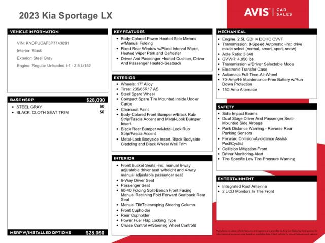 2023 KIA SPORTAGE L - KNDPUCAF5P7143891