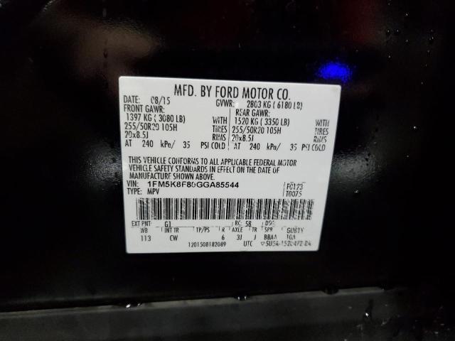 2016 FORD EXPLORER L - 1FM5K8F80GGA85544