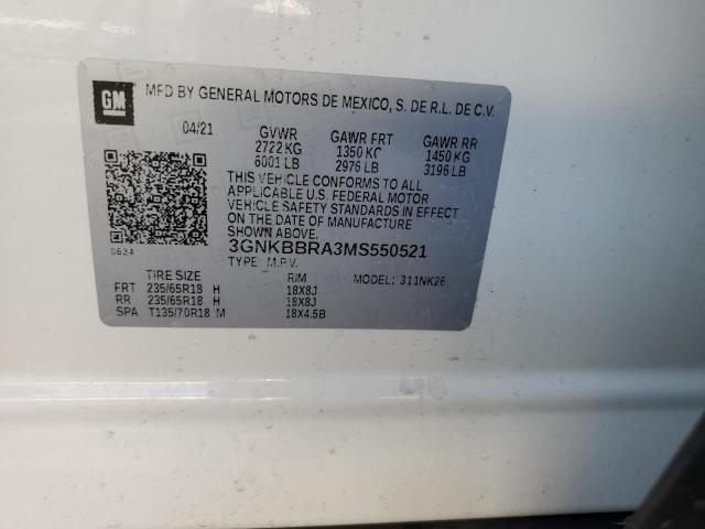 2021 CHEVROLET BLAZER 1LT - 3GNKBBRA3MS550521