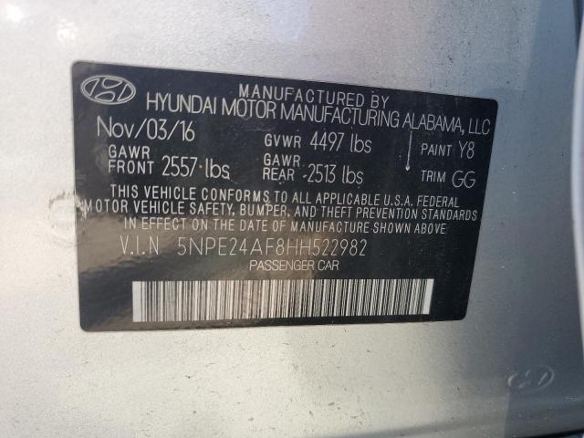 VIN 5NPE24AF8HH522982 2017 Hyundai Sonata, SE no.13