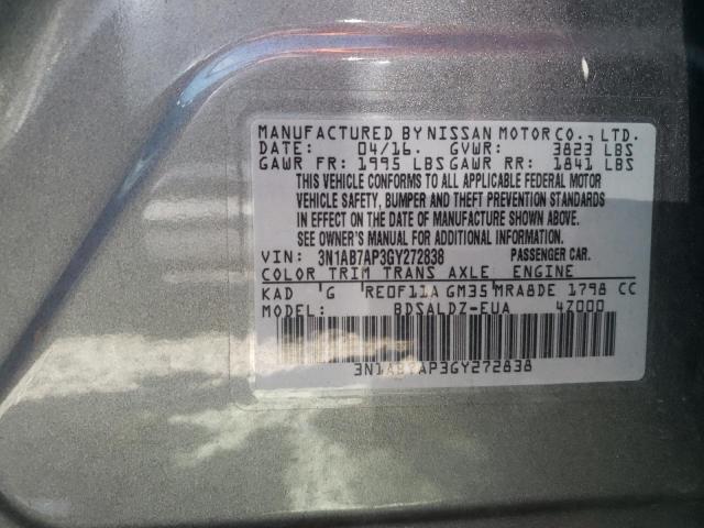 VIN 3N1AB7AP3GY272838 2016 Nissan Sentra, S no.12