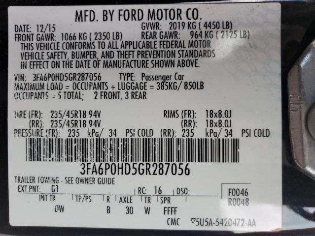 VIN 3FA6P0HD5GR287056 2016 Ford Fusion, SE no.13