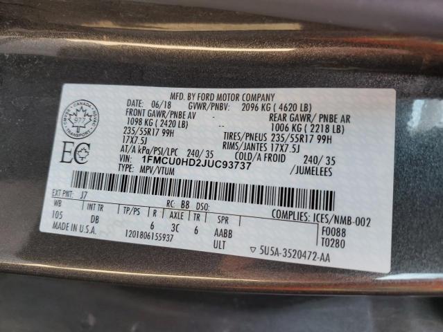 2018 FORD ESCAPE SEL - 1FMCU0HD2JUC93737