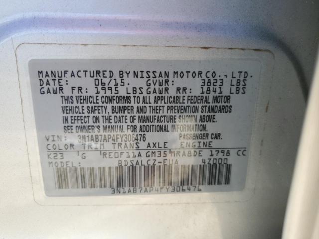 VIN 3N1AB7AP4FY306476 2015 Nissan Sentra, S no.12