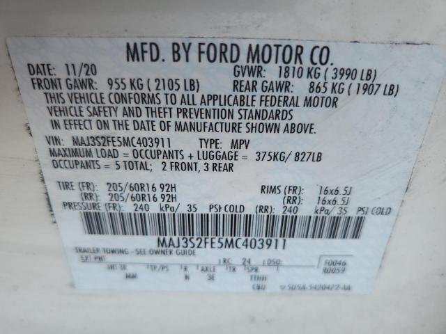 2021 FORD ECOSPORT S MAJ3S2FE5MC403911