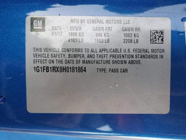 2017 CHEVROLET CAMARO LT - 1G1FB1RX8H0181864