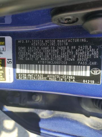 VIN 4T1B11HK3JU601359 2018 Toyota Camry, L no.12