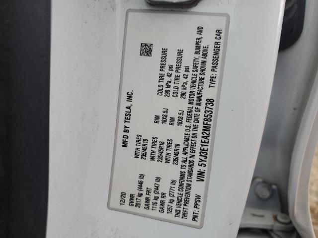 2021 TESLA MODEL 3 - 5YJ3E1EA2MF853738