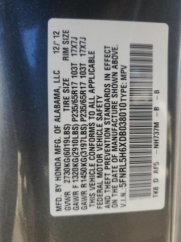 VIN 5FNRL5H6XDB038010 2013 Honda Odyssey, Exl no.13