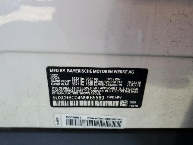 2022 BMW X5 XDRIVE4 - 5UXCR6C04N9K65569