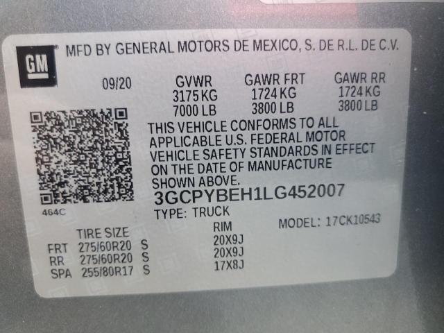 VIN 3GCPYBEH1LG452007 2020 Chevrolet Silverado, K15... no.12